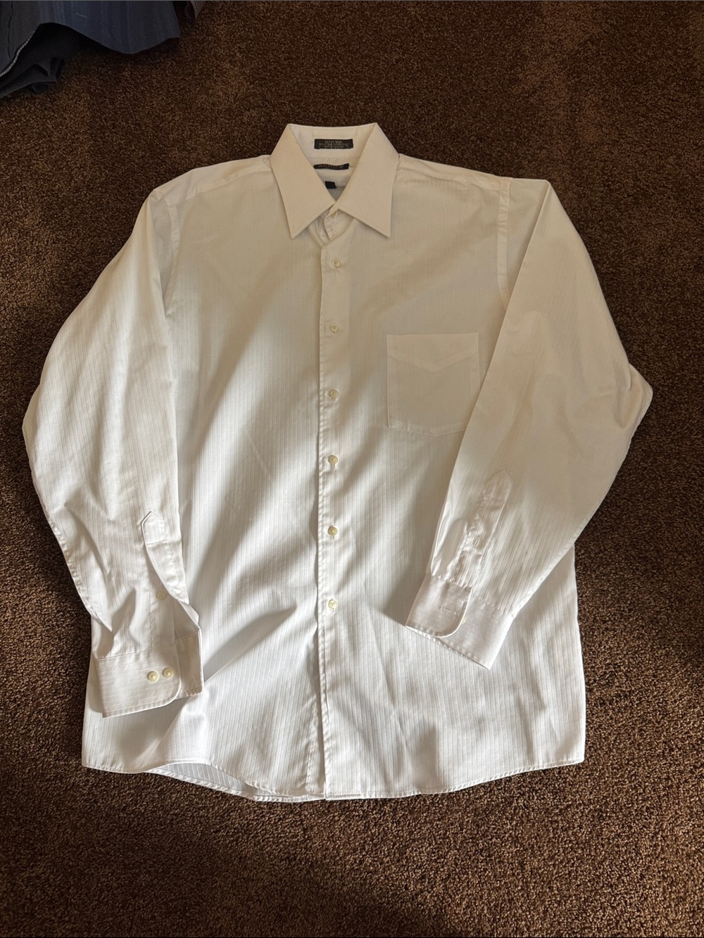 Arrow Men's Cream Long-Sleeve Dress Shirt with Point Collar